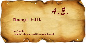 Abonyi Edit névjegykártya
